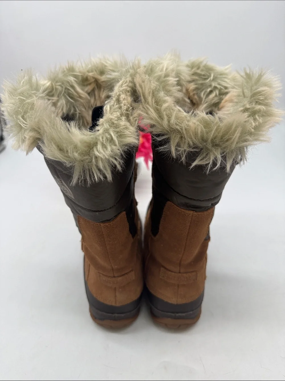 The North Face Brown and Black Faux Fur Trim Lace-Up Winter Boots Size 9